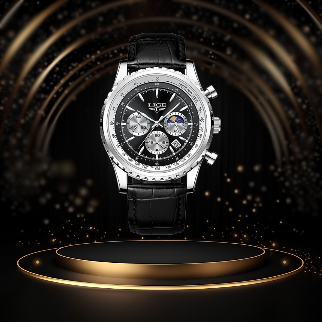 ליאו | כרונוגרף אלגנטי עם תצוגת מופעי ירח | 46 מ"מ