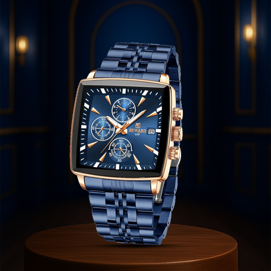 טרוי | שעון יד קוורץ יוקרתי מלבני לגברים | 47 מ"מ